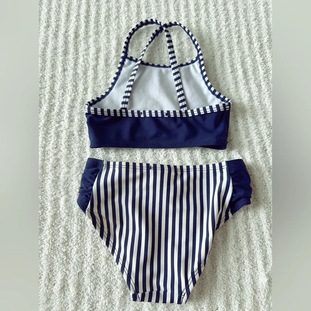 Flapdoodles Blue and White Bikini Set with Nautical Stripes